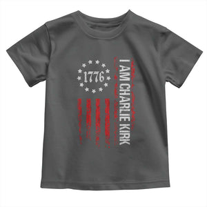 I Am Charlie Kirk Toddler T Shirt Freedom Vintage Old American Flag Patriotic 1776 TS10 Dark Heather Print Your Wear