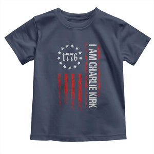 I Am Charlie Kirk Toddler T Shirt Freedom Vintage Old American Flag Patriotic 1776 TS10 Navy Print Your Wear