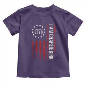 I Am Charlie Kirk Toddler T Shirt Freedom Vintage Old American Flag Patriotic 1776 TS10 Purple Print Your Wear