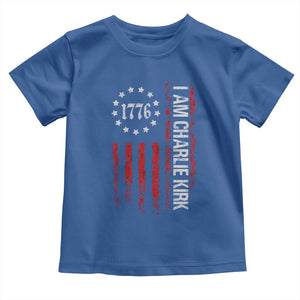 I Am Charlie Kirk Toddler T Shirt Freedom Vintage Old American Flag Patriotic 1776 TS10 Royal Blue Print Your Wear
