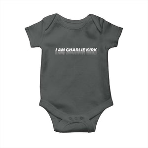 I Am Charlie Kirk Baby Onesie Freedom A True Patriot Patriotic USA TS10 Dark Heather Print Your Wear