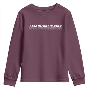 I Am Charlie Kirk Youth Sweatshirt Freedom A True Patriot Patriotic USA TS10 Maroon Print Your Wear