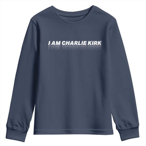 I Am Charlie Kirk Youth Sweatshirt Freedom A True Patriot Patriotic USA TS10 Navy Print Your Wear