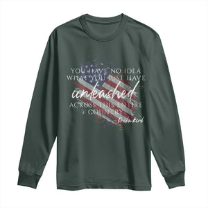 Charlie Kirk Memorial Long Sleeve Shirt Erika Kirk Quote Patriotism Faith Gods Merciful Love TS10 Dark Forest Green Print Your Wear