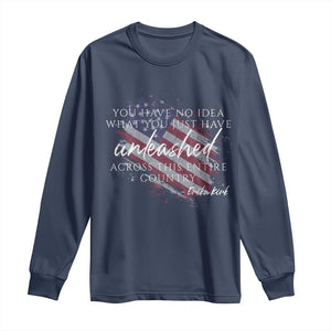 Charlie Kirk Memorial Long Sleeve Shirt Erika Kirk Quote Patriotism Faith Gods Merciful Love TS10 Navy Print Your Wear