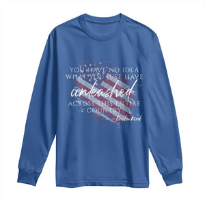Charlie Kirk Memorial Long Sleeve Shirt Erika Kirk Quote Patriotism Faith Gods Merciful Love TS10 Royal Blue Print Your Wear