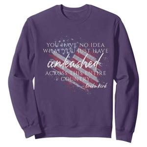 Charlie Kirk Memorial Sweatshirt Erika Kirk Quote Patriotism Faith Gods Merciful Love TS10 Purple Print Your Wear