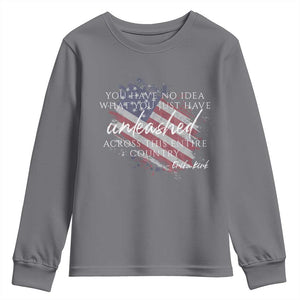 Charlie Kirk Memorial Youth Sweatshirt Erika Kirk Quote Patriotism Faith Gods Merciful Love TS10 Charcoal Print Your Wear
