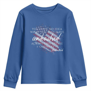 Charlie Kirk Memorial Youth Sweatshirt Erika Kirk Quote Patriotism Faith Gods Merciful Love TS10 Royal Blue Print Your Wear