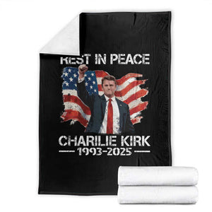Rest in Peace Charlie Kirk Throw Blanket Memorial Tribute Charlie A True Patriot USA Flag TS10 Black Print Your Wear