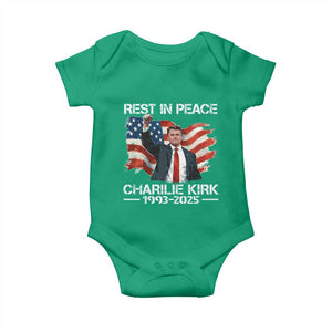 Rest in Peace Charlie Kirk Baby Onesie Memorial Tribute Charlie A True Patriot USA Flag TS10 Irish Green Print Your Wear