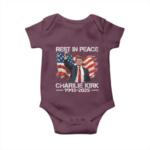 Rest in Peace Charlie Kirk Baby Onesie Memorial Tribute Charlie A True Patriot USA Flag TS10 Maroon Print Your Wear