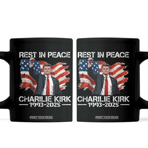Rest in Peace Charlie Kirk Coffee Mug Memorial Tribute Charlie A True Patriot USA Flag TS10 Black Print Your Wear