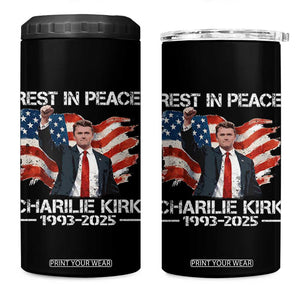 Rest in Peace Charlie Kirk 4 in 1 Can Cooler Tumbler Memorial Tribute Charlie A True Patriot USA Flag TS10 One Size: 16 oz Black Print Your Wear