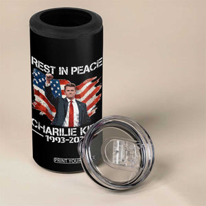 Rest in Peace Charlie Kirk 4 in 1 Can Cooler Tumbler Memorial Tribute Charlie A True Patriot USA Flag TS10 Print Your Wear