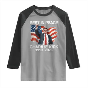 Rest in Peace Charlie Kirk Raglan Shirt Memorial Tribute Charlie A True Patriot USA Flag TS10 Sport Gray Black Print Your Wear
