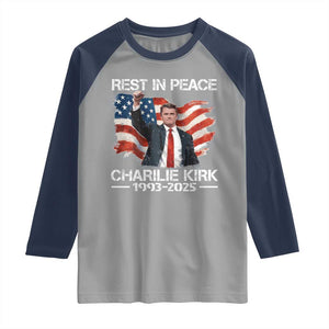 Rest in Peace Charlie Kirk Raglan Shirt Memorial Tribute Charlie A True Patriot USA Flag TS10 Sport Gray Navy Print Your Wear