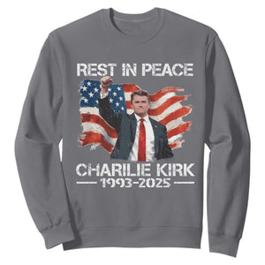 Rest in Peace Charlie Kirk Sweatshirt Memorial Tribute Charlie A True Patriot USA Flag TS10 Charcoal Print Your Wear