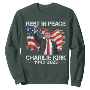 Rest in Peace Charlie Kirk Sweatshirt Memorial Tribute Charlie A True Patriot USA Flag TS10 Dark Forest Green Print Your Wear