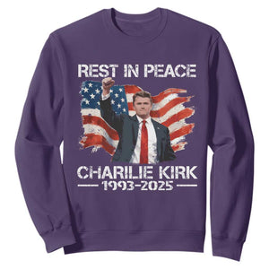 Rest in Peace Charlie Kirk Sweatshirt Memorial Tribute Charlie A True Patriot USA Flag TS10 Purple Print Your Wear