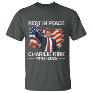 Rest in Peace Charlie Kirk T Shirt Memorial Tribute Charlie A True Patriot USA Flag TS10 Dark Heather Print Your Wear