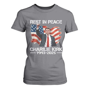 Rest in Peace Charlie Kirk T Shirt For Women Memorial Tribute Charlie A True Patriot USA Flag TS10 Charcoal Print Your Wear