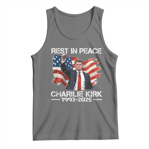 Rest in Peace Charlie Kirk Tank Top Memorial Tribute Charlie A True Patriot USA Flag TS10 Black Heather Print Your Wear
