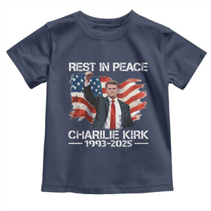 Rest in Peace Charlie Kirk Toddler T Shirt Memorial Tribute Charlie A True Patriot USA Flag TS10 Navy Print Your Wear