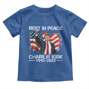 Rest in Peace Charlie Kirk Toddler T Shirt Memorial Tribute Charlie A True Patriot USA Flag TS10 Royal Blue Print Your Wear