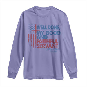 Charlie Kirk Long Sleeve Shirt Fear Not Mens Christian Memorial Tribute Charlie Cross US Flag TS10 Violet Print Your Wear