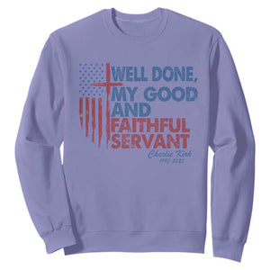Charlie Kirk Sweatshirt Fear Not Mens Christian Memorial Tribute Charlie Cross US Flag TS10 Violet Print Your Wear