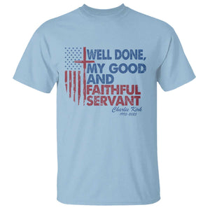 Charlie Kirk T Shirt Fear Not Mens Christian Memorial Tribute Charlie Cross US Flag TS10 Light Blue Print Your Wear
