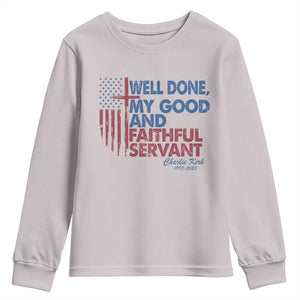 Charlie Kirk Youth Sweatshirt Fear Not Mens Christian Memorial Tribute Charlie Cross US Flag TS10 Ice Gray Print Your Wear