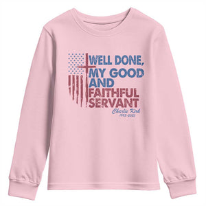 Charlie Kirk Youth Sweatshirt Fear Not Mens Christian Memorial Tribute Charlie Cross US Flag TS10 Light Pink Print Your Wear