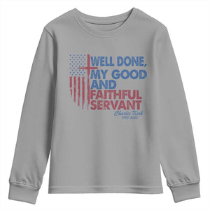 Charlie Kirk Youth Sweatshirt Fear Not Mens Christian Memorial Tribute Charlie Cross US Flag TS10 Sport Gray Print Your Wear