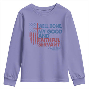 Charlie Kirk Youth Sweatshirt Fear Not Mens Christian Memorial Tribute Charlie Cross US Flag TS10 Violet Print Your Wear