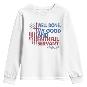 Charlie Kirk Youth Sweatshirt Fear Not Mens Christian Memorial Tribute Charlie Cross US Flag TS10 White Print Your Wear