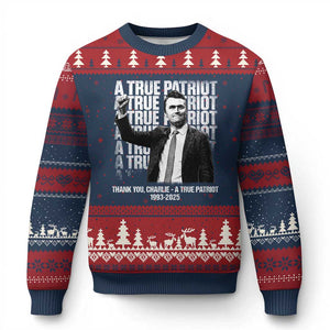 Charlie Kirk Freedom Ugly Christmas Sweater Vintage A True Patriot Patriotic American TS10 Navy Red Print Your Wear