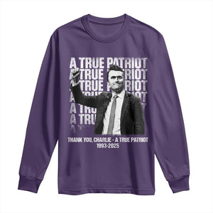 Charlie Kirk Freedom Long Sleeve Shirt Vintage A True Patriot Patriotic American TS10 Purple Print Your Wear