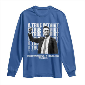 Charlie Kirk Freedom Long Sleeve Shirt Vintage A True Patriot Patriotic American TS10 Royal Blue Print Your Wear