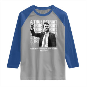 Charlie Kirk Freedom Raglan Shirt Vintage A True Patriot Patriotic American TS10 Sport Gray Royal Print Your Wear