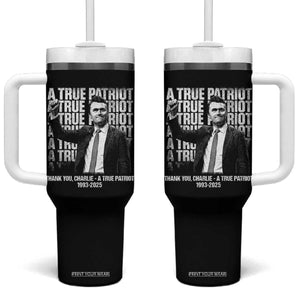 Charlie Kirk Freedom Tumbler With Handle Vintage A True Patriot Patriotic American TS10 One Size: 40 oz Black Print Your Wear