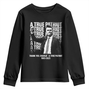Charlie Kirk Freedom Youth Sweatshirt Vintage A True Patriot Patriotic American TS10 Black Print Your Wear