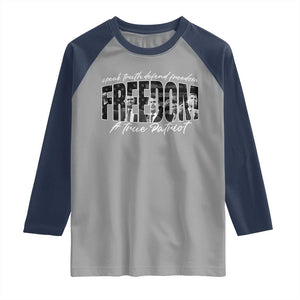 Charlie Kirk Freedom Raglan Shirt A True Patriot Patriotic American TS10 Sport Gray Navy Print Your Wear