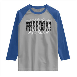 Charlie Kirk Freedom Raglan Shirt A True Patriot Patriotic American TS10 Sport Gray Royal Print Your Wear