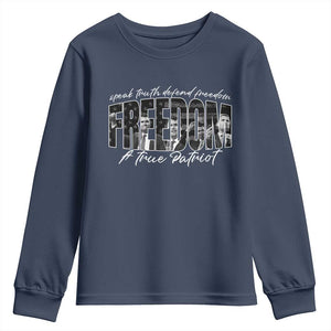Charlie Kirk Freedom Youth Sweatshirt A True Patriot Patriotic American TS10 Navy Print Your Wear