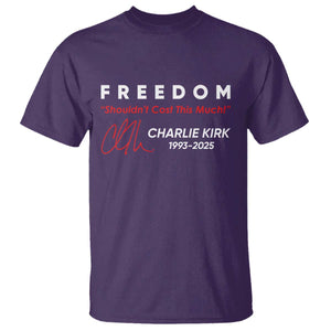 Charlie Kirk Memorial T Shirt Freedom Shouldnt Cost This Much TS10 Purple Print Your Wear