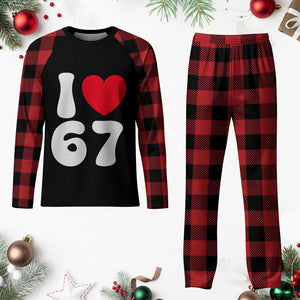 I Love 67 Plaid Pajama Set 67th Birthday Six Seven Funny Gen Alpha Slang Saying TS10 Buffalo Plaid Print Your Wear