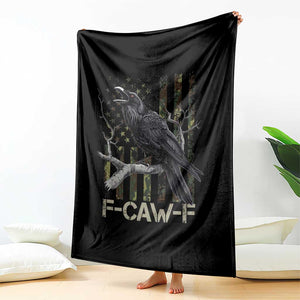 Funny Crow Throw Blanket F-Caw-F Raven Camo USA Flag Adult Humor TS10 Print Your Wear