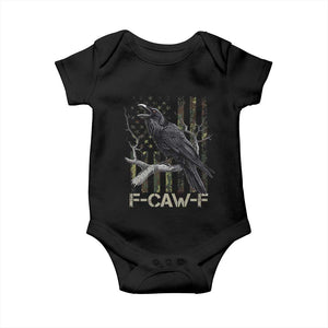 Funny Crow Baby Onesie F-Caw-F Raven Camo USA Flag Adult Humor TS10 Black Print Your Wear